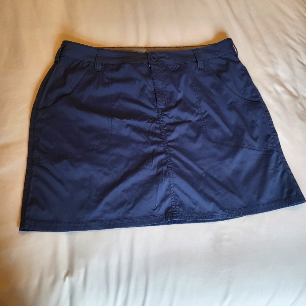 Worldwide Sportsman Skort 14 Blue Zip Pockets Hiking Fishing Outdoors